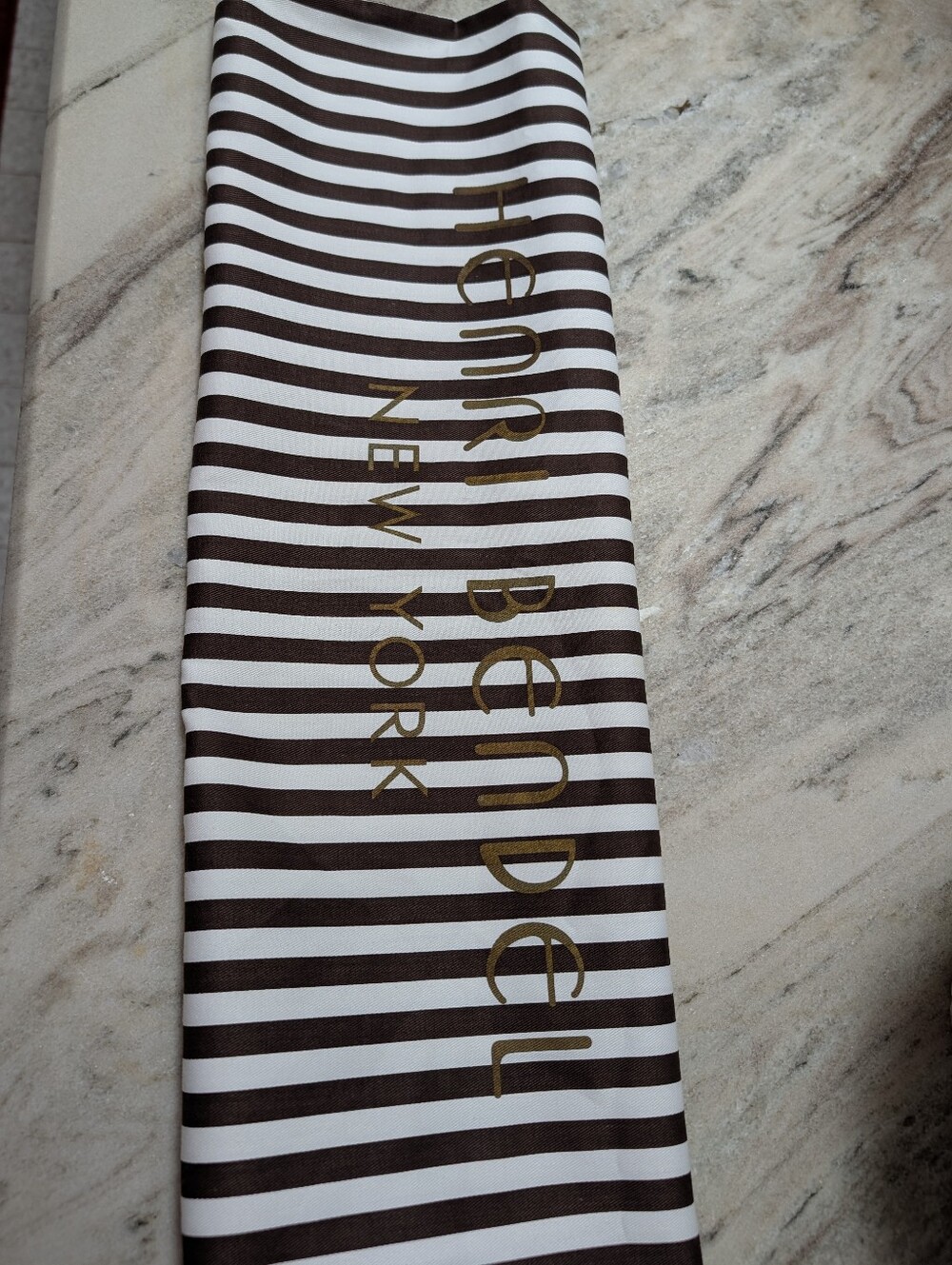 henri bendel Brown and White Striped Logo Large Dust Bag - Picture 3 of 3